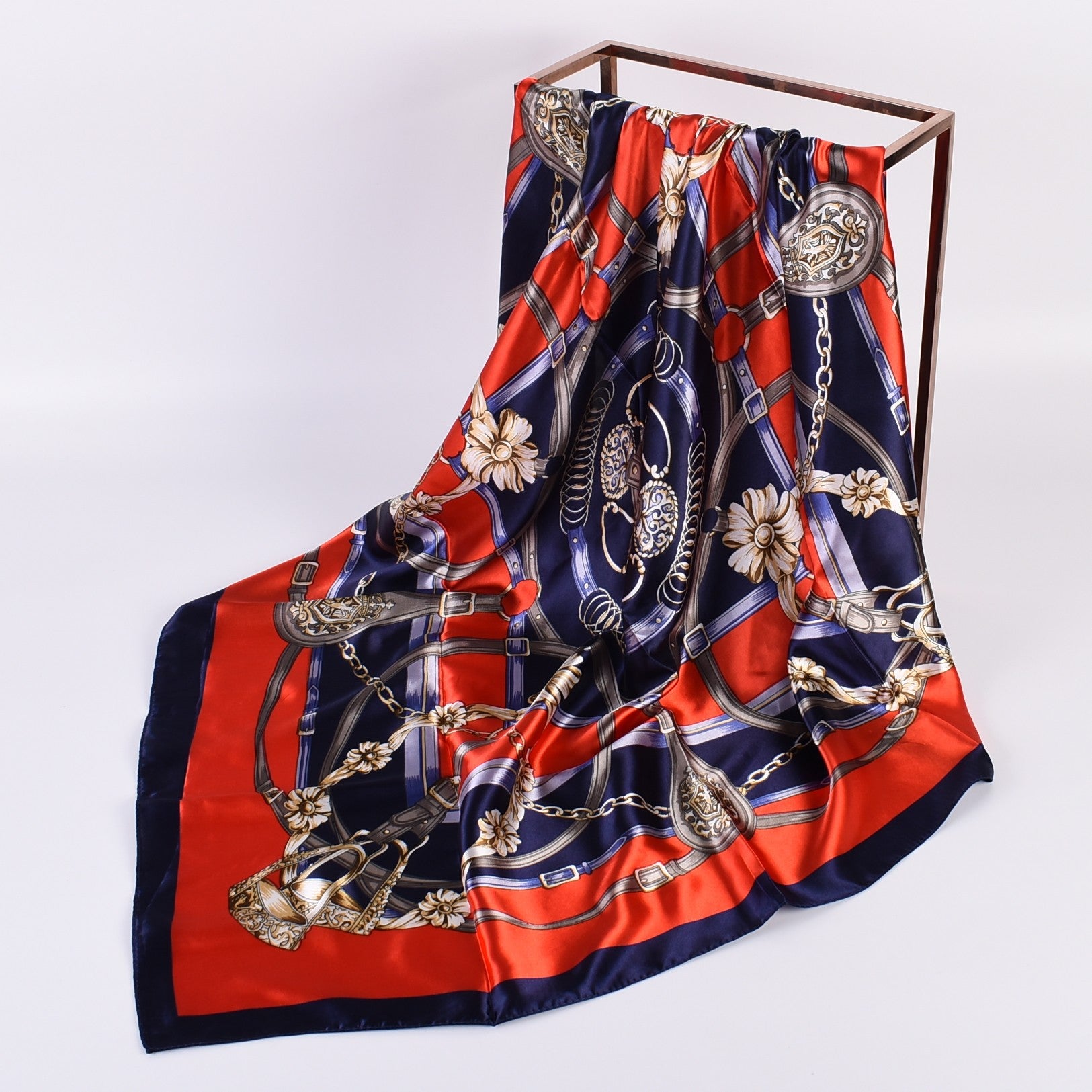 Summer new geometric simple 90 square scarves, printed fashionable square silk scarves, scarves silk scarves