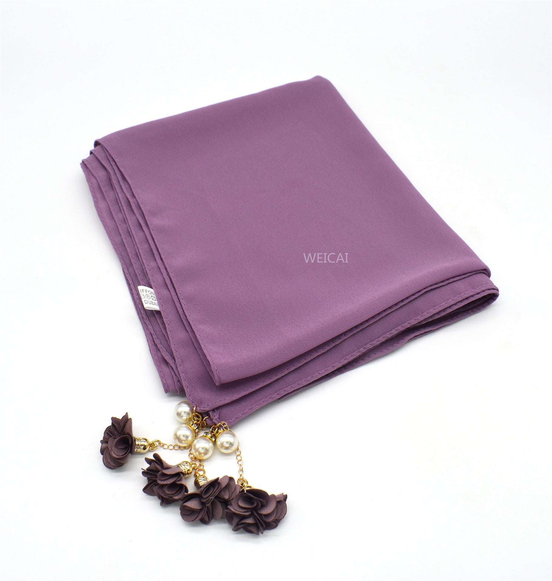 New monochrome pearl chiffon bubble bag headscarf exquisite pearl flower scarf women's scarf hijab