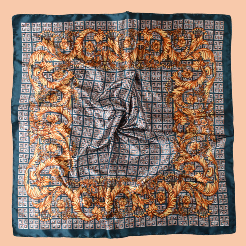 2025 new 90-color beautiful peacock versatile printed square scarf with sunscreen, bag head silk scarf decoration, scarf