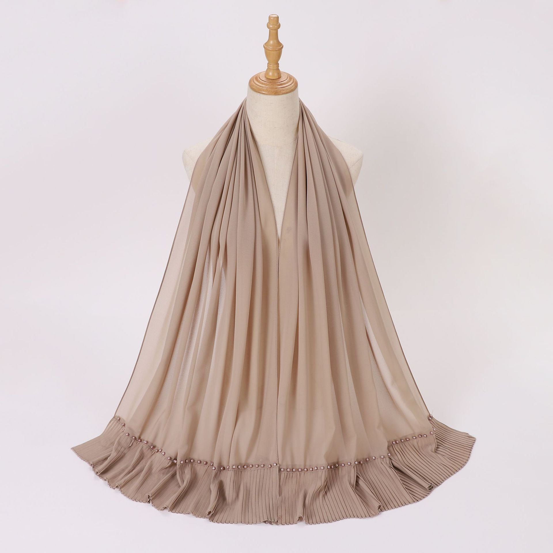 New pearl chiffon, pleated beaded scarf, gauze, malay headscarf, middle east Africa hijab