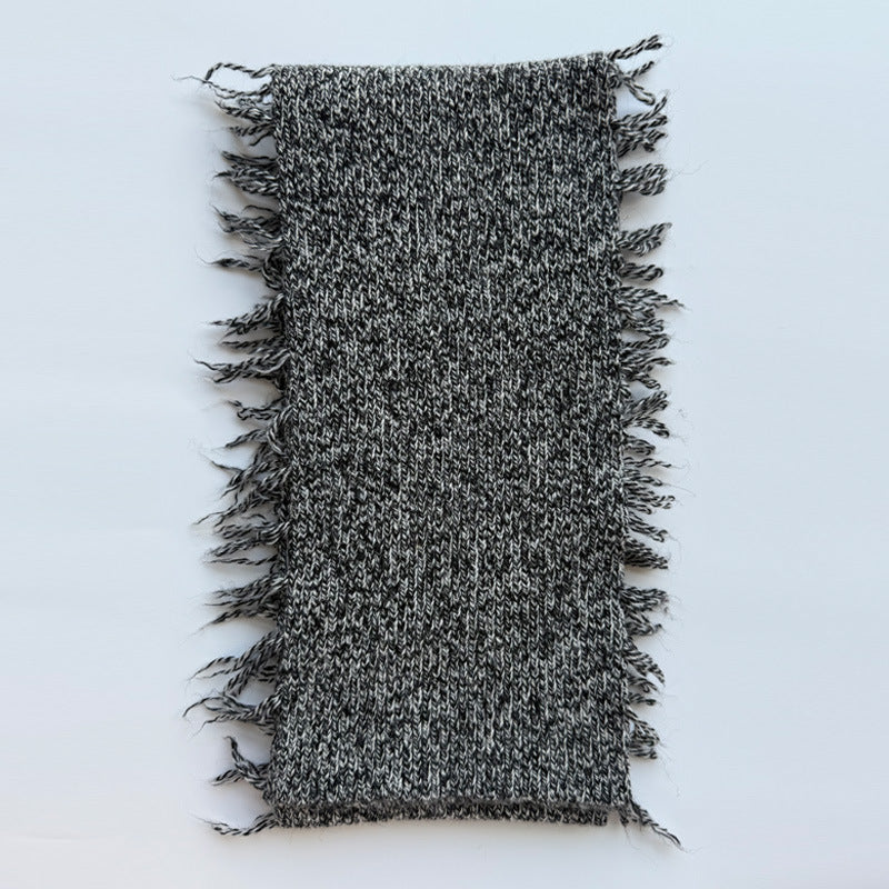 50% wool-blend variegated tassel edge wasteland wind knitted scarf women's y2k retro millennial wool scarf
