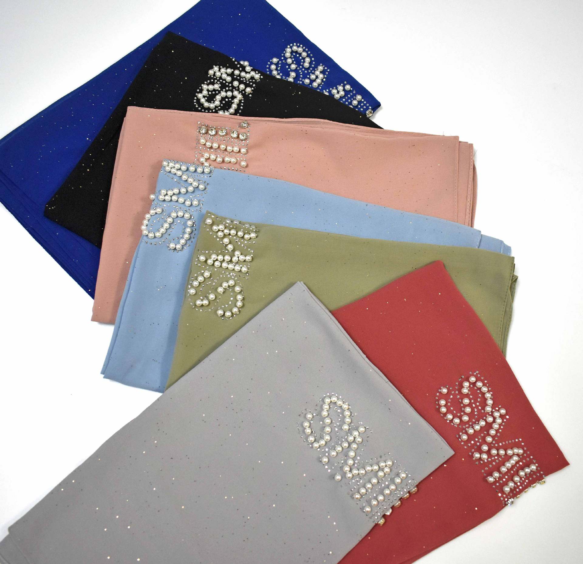 Can sprinkle gold pearl chiffon scarf hot diamond bead fixed diamond hijab