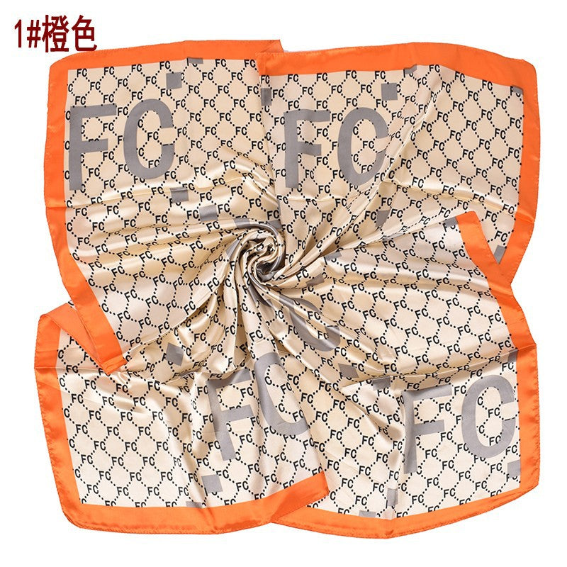 New fashionable rhombus letter pattern printing 90-satin large square towel, headscarf