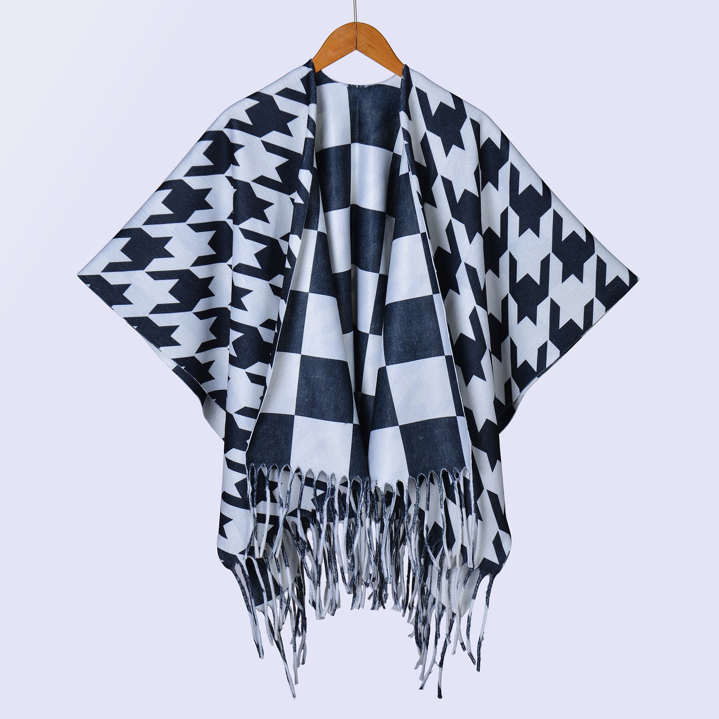 New ethnic style ink double-sided thickened shawl with women's autumn and winter retro high-end photo shawl large cape
