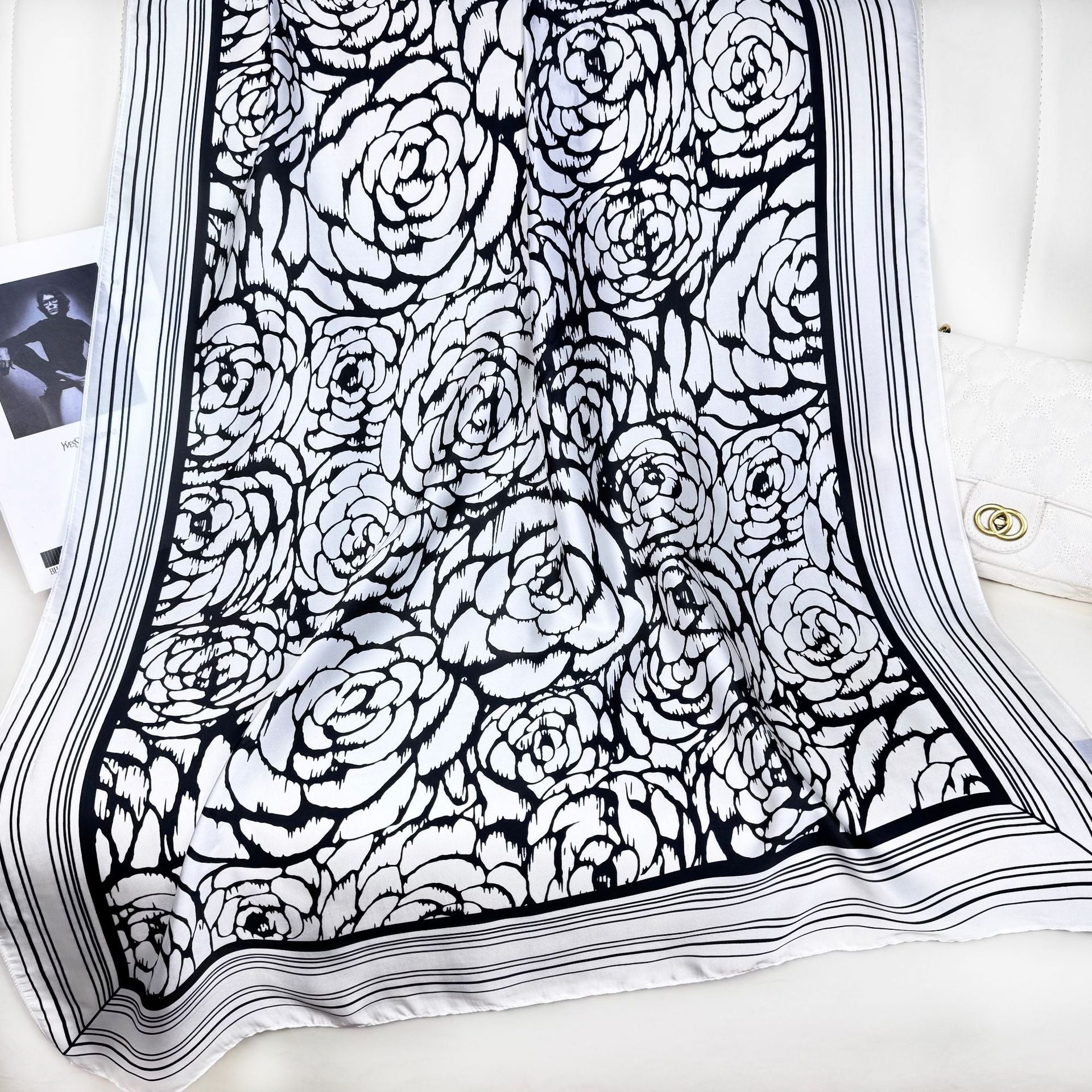 Fashion versatile Innesian women's head scarf, imitation silk thin travel and vacation shawl