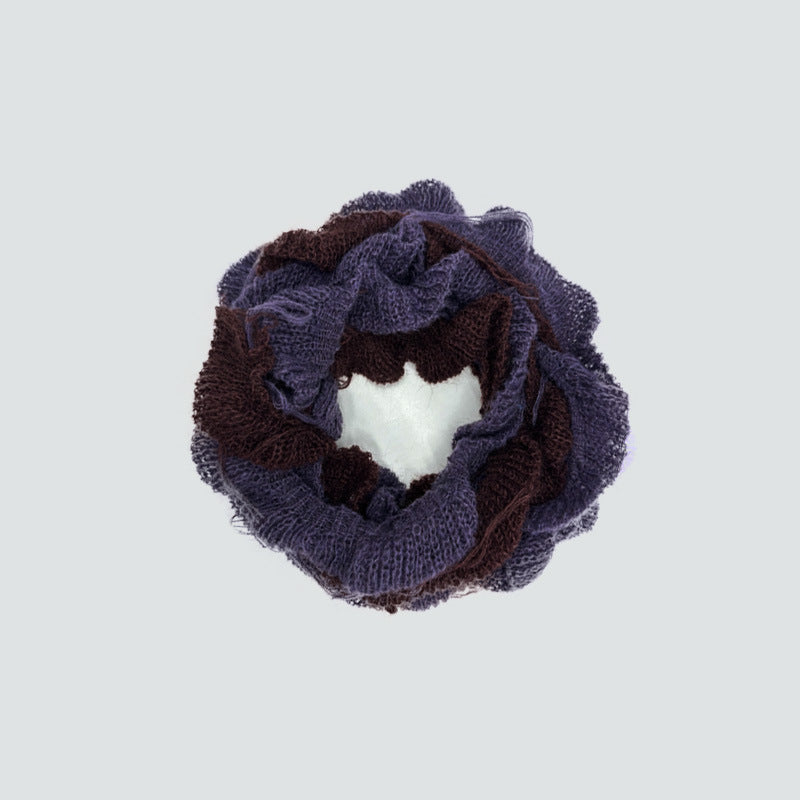 Wool mohair blended flat for spiral weaving hand-hung beard fringed small scarf men's scarf