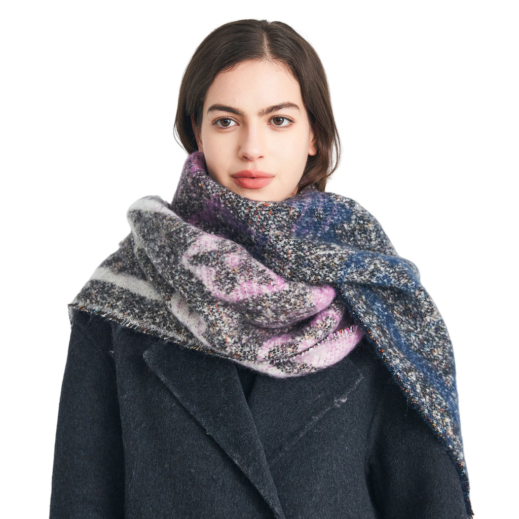 2025 new European, American autumn and winter circle yarn jacquard little star fringed scarf