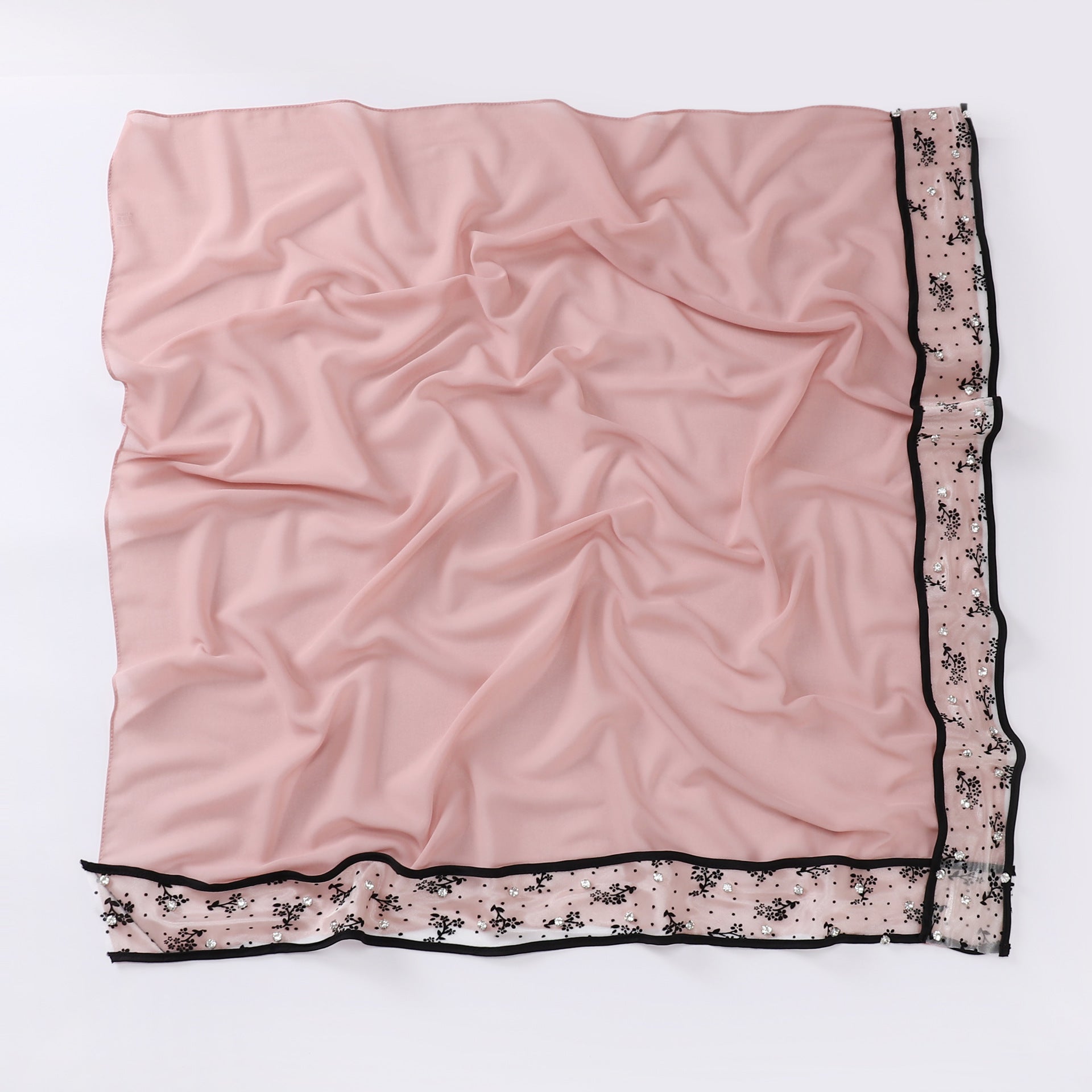 New pearl chiffon lace edge nail diamond square scarf headscarf Malaysian headscarf