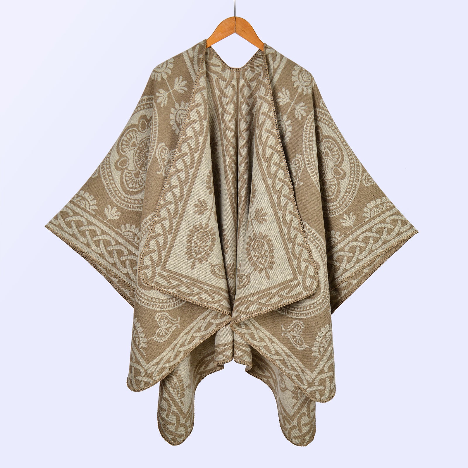 New women's scarves and shawls on European and American streets, thickened imitation cashmere jacquard split warm cape in autumn and winter