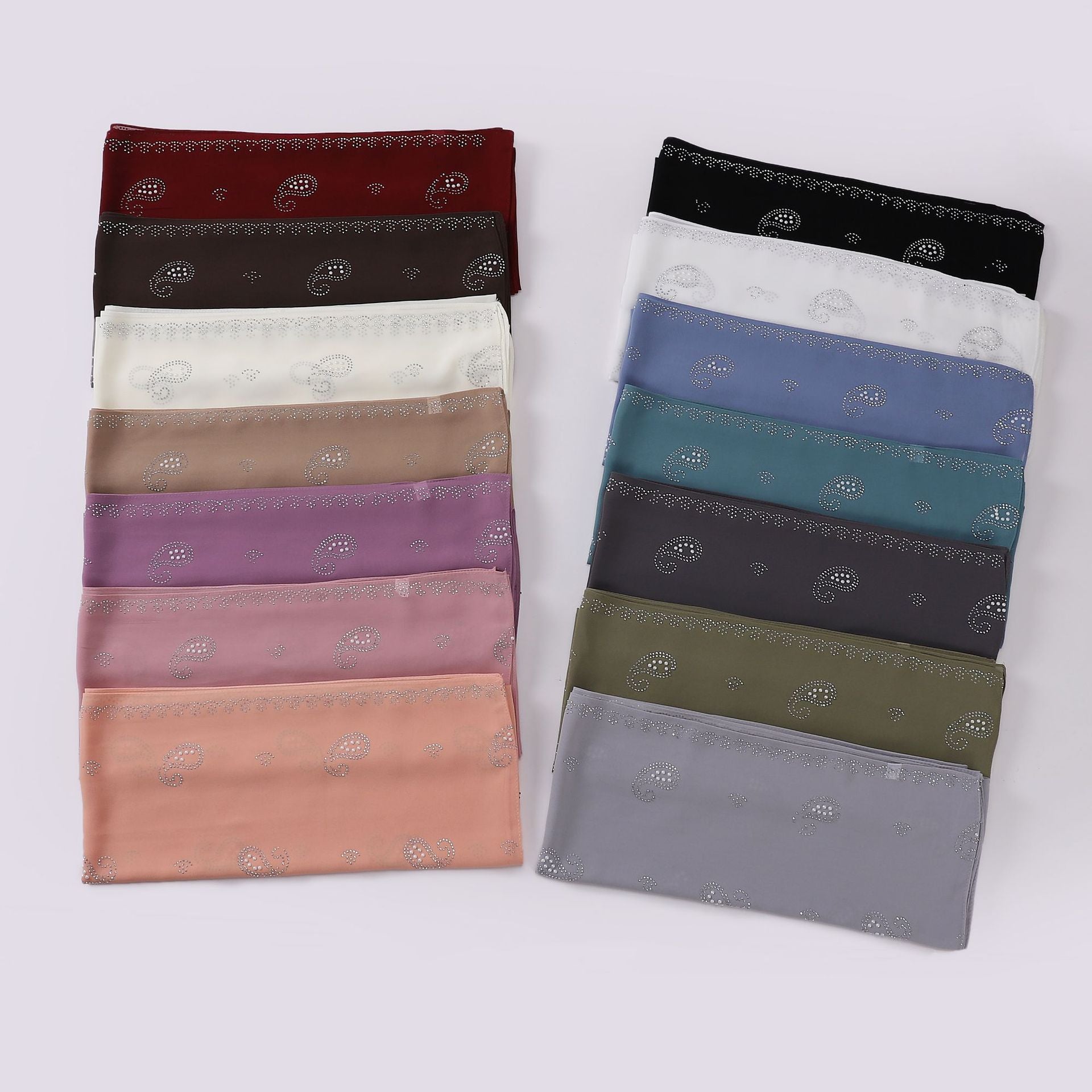 New pearl chiffon cashew nut hot diamond long towel yarn scarf Middle East and Africa headscarf hijab