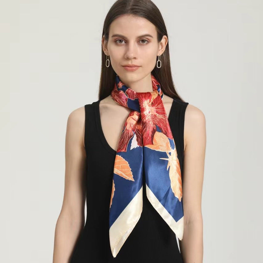 Indonesian, Malay women's head scarf, imitation silk and satin 90cm large square scarf, outer scarf