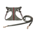 New pet products PU chest strap chest and back traction rope set red and green webbing
