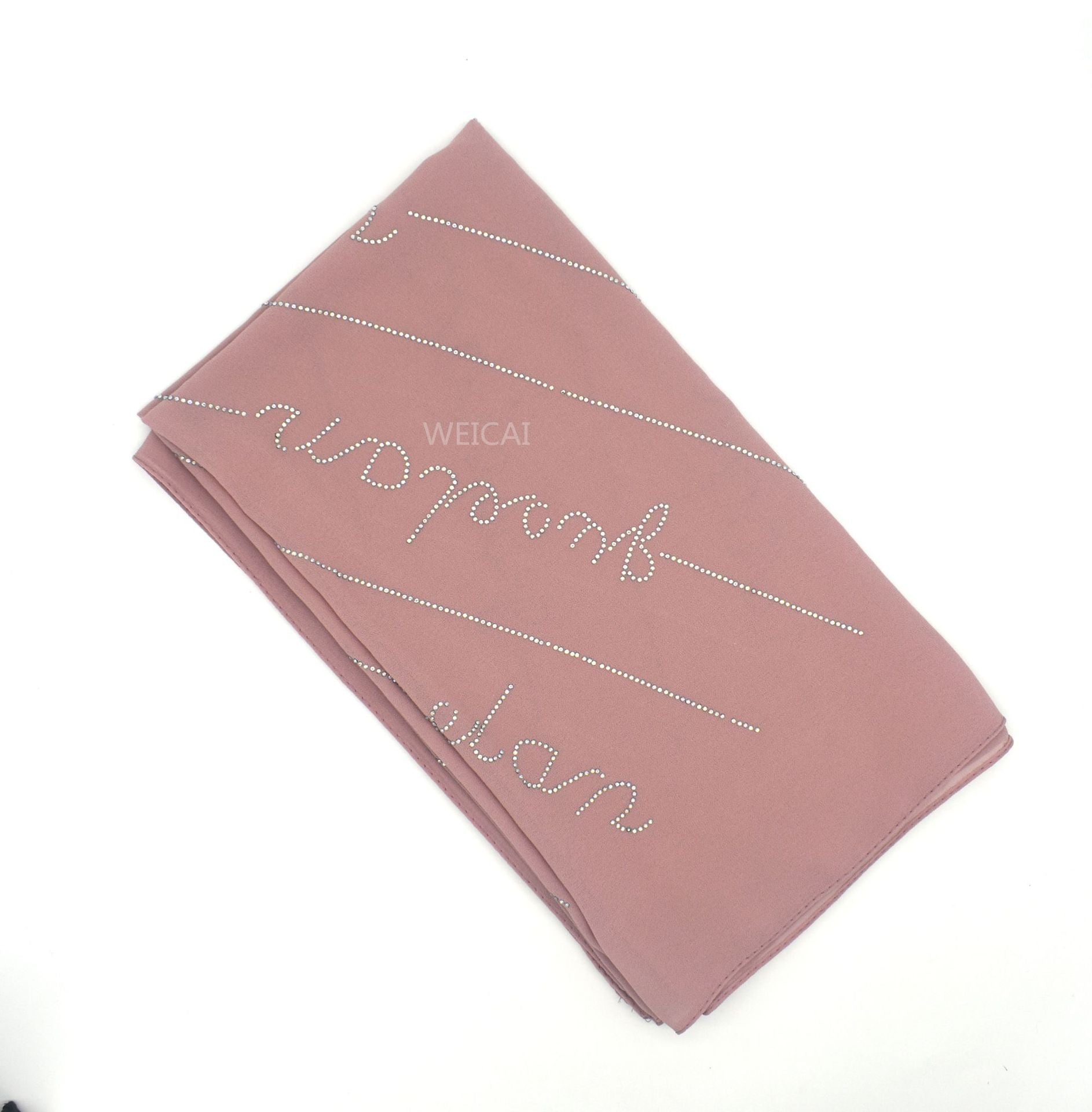 New Solid Color Pearl Chiffon Long Hot Diamond Alphabet Ethnic Scarf Women Shawl