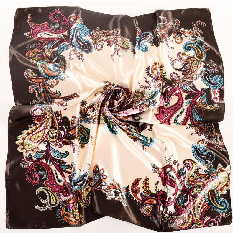 Fashion women's autumn and winter new large cashew flower large square scarf silk scarf, printed fashion headscarf