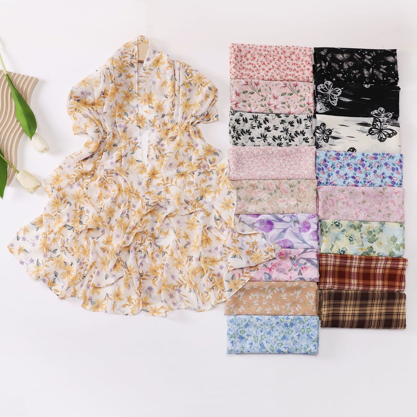 Spring pearl chiffon print floral scarf middle east headscarf yarn oil painting style hijab