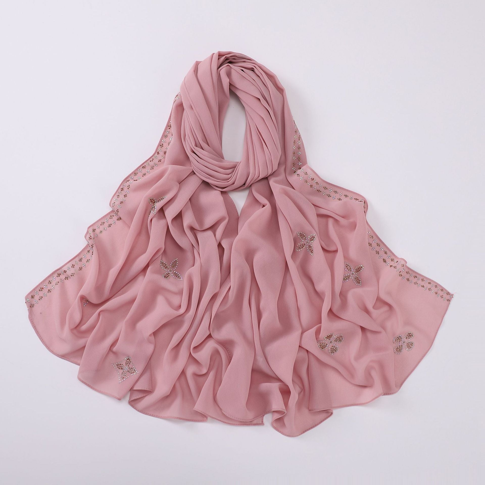 New pearl chiffon long towel boutique hot diamond yarn Middle East and Africa headscarf hijab