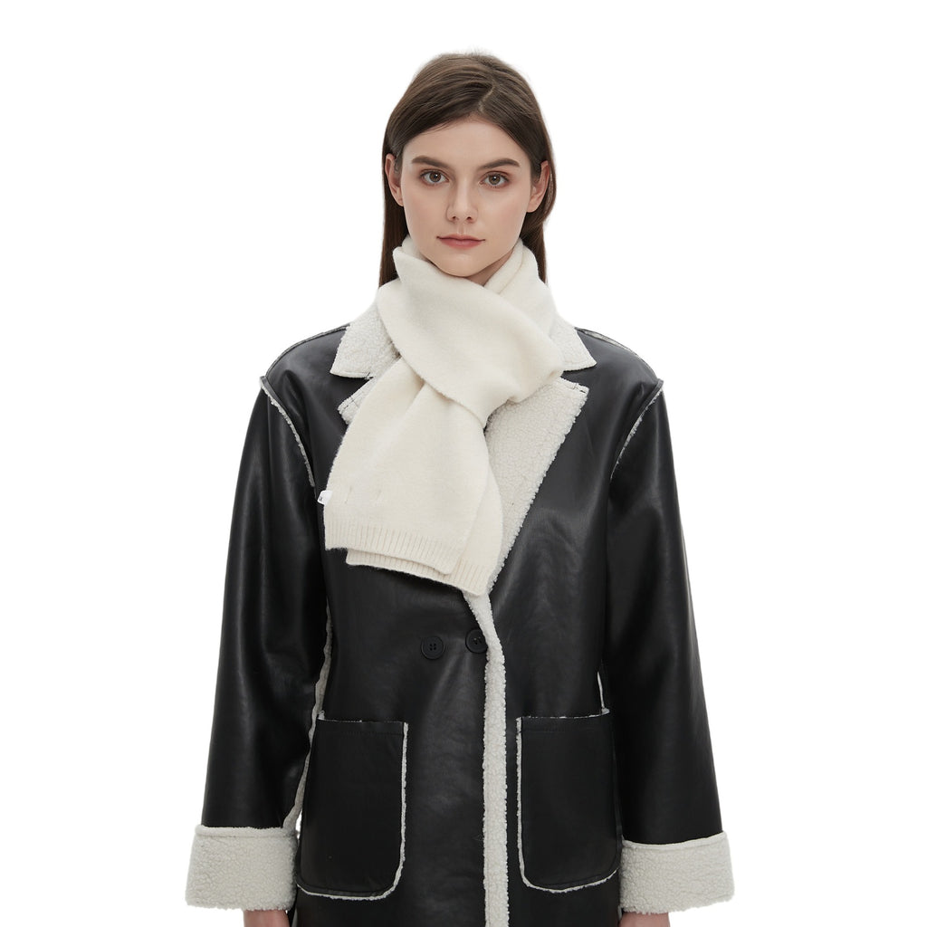 2025 autumn and winter new high-end quality Korean men and women couple solid color knitted scarf