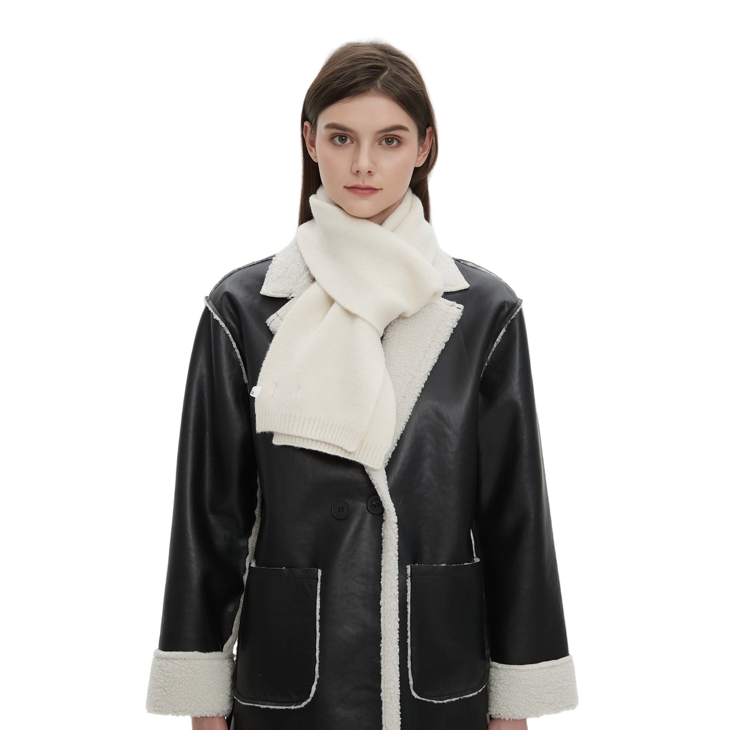 2025 autumn and winter new high-end quality Korean men and women couple solid color knitted scarf