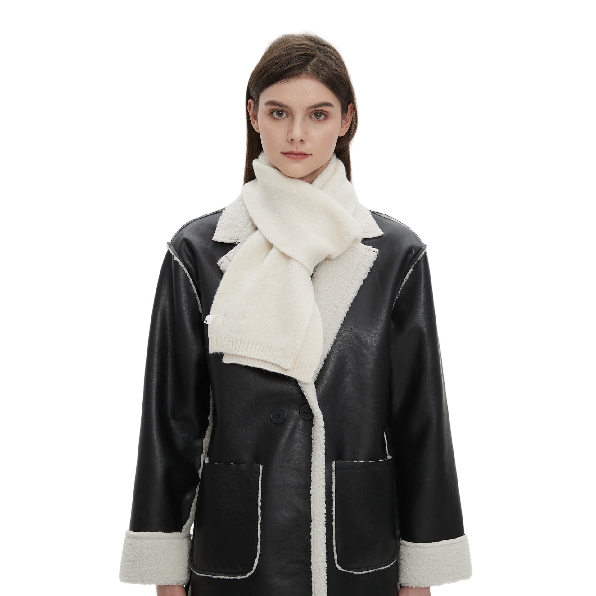 2025 autumn and winter new high-end quality Korean men and women couple solid color knitted scarf