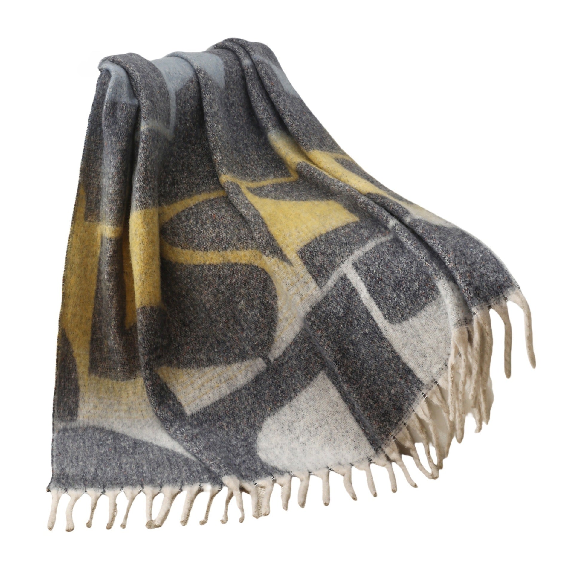 Blanket new European and American autumn and winter imitation mohair thickened geometric large shawl jacquard blanket