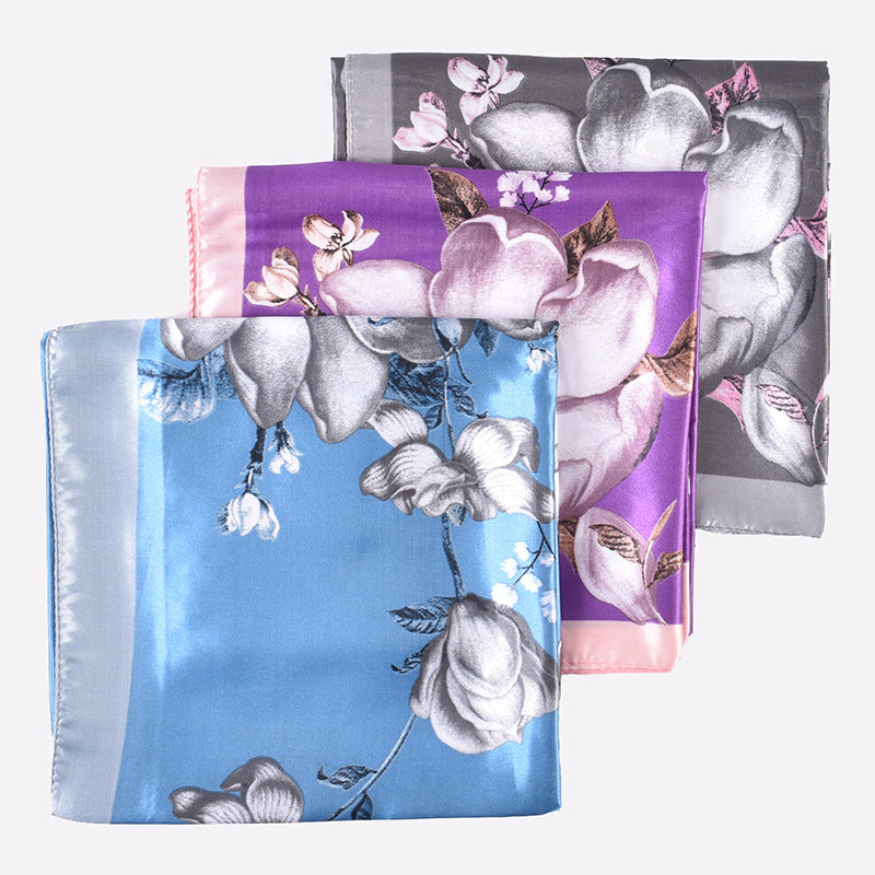 New Fashion Retro Floral Pattern Printing 90 * 90 Satin Large Square Scarf Silk Scarf
