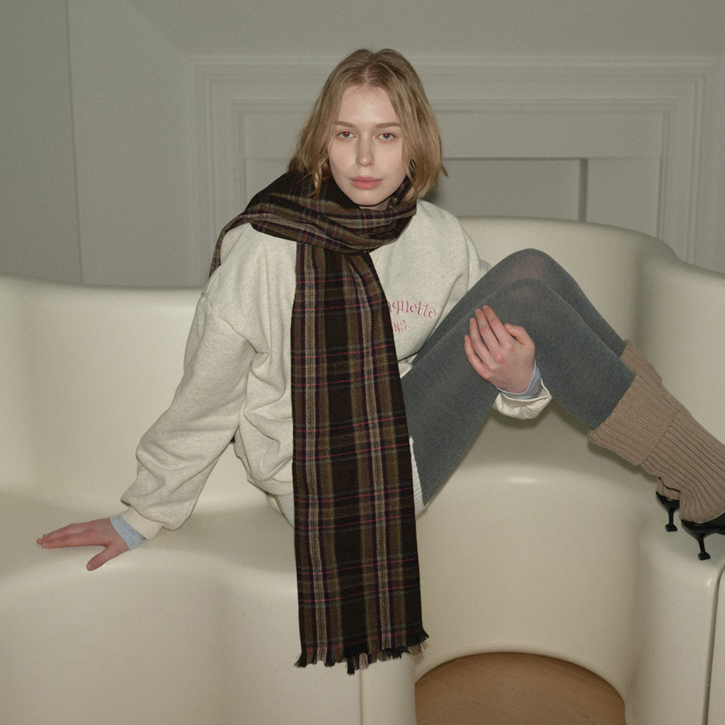 Vintage plaid shawl scarf women's winter matching style atmosphere warm scarf