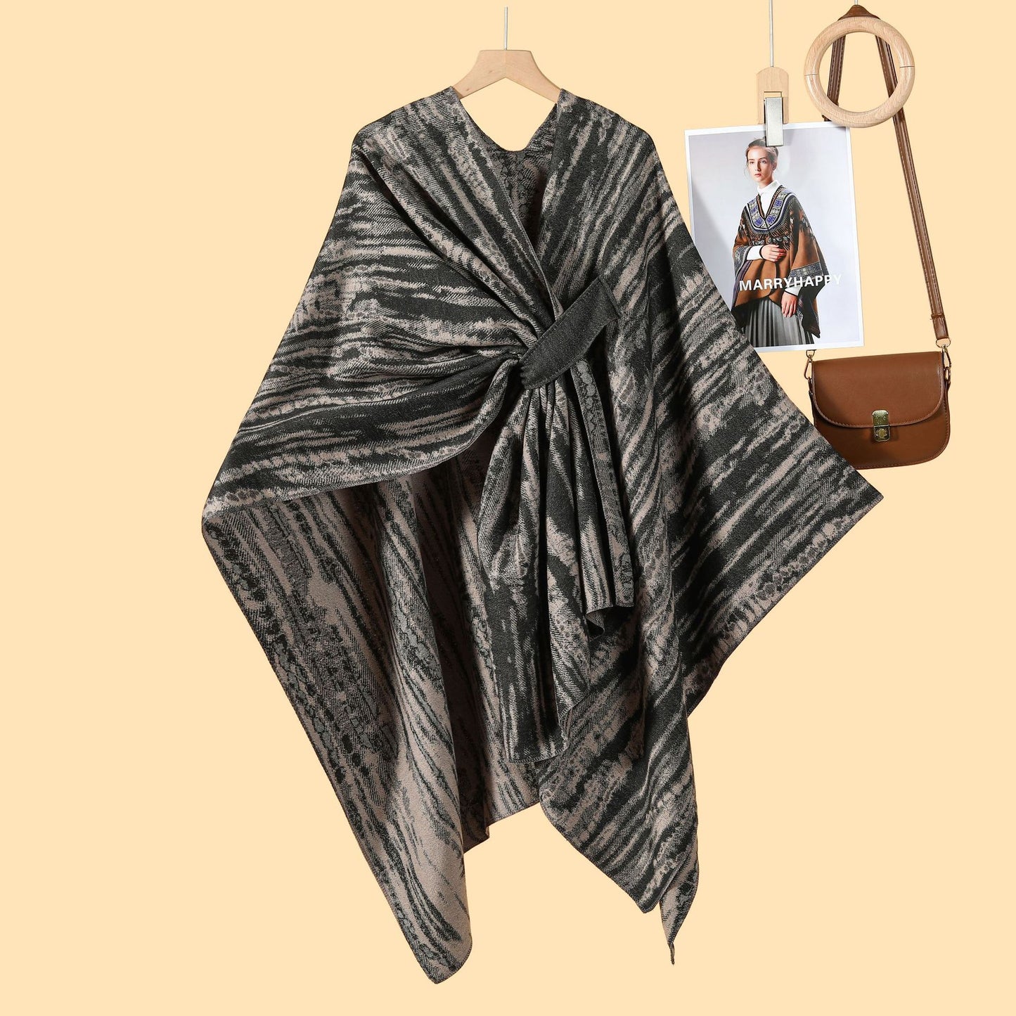 Harajuku lady literary travel photo shawl cape with new autumn and winter nostalgic retro warm cardigan