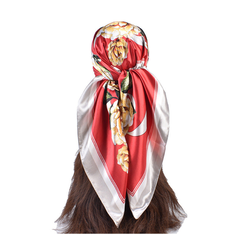 New fashionable and elegant natural flower pattern printing high-quality 90 * 90 color square towel