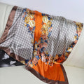 Temperament simple and elegant bow flower print silk scarf 90cm square scarf, Indonesian national bag head scarf scarf scarf