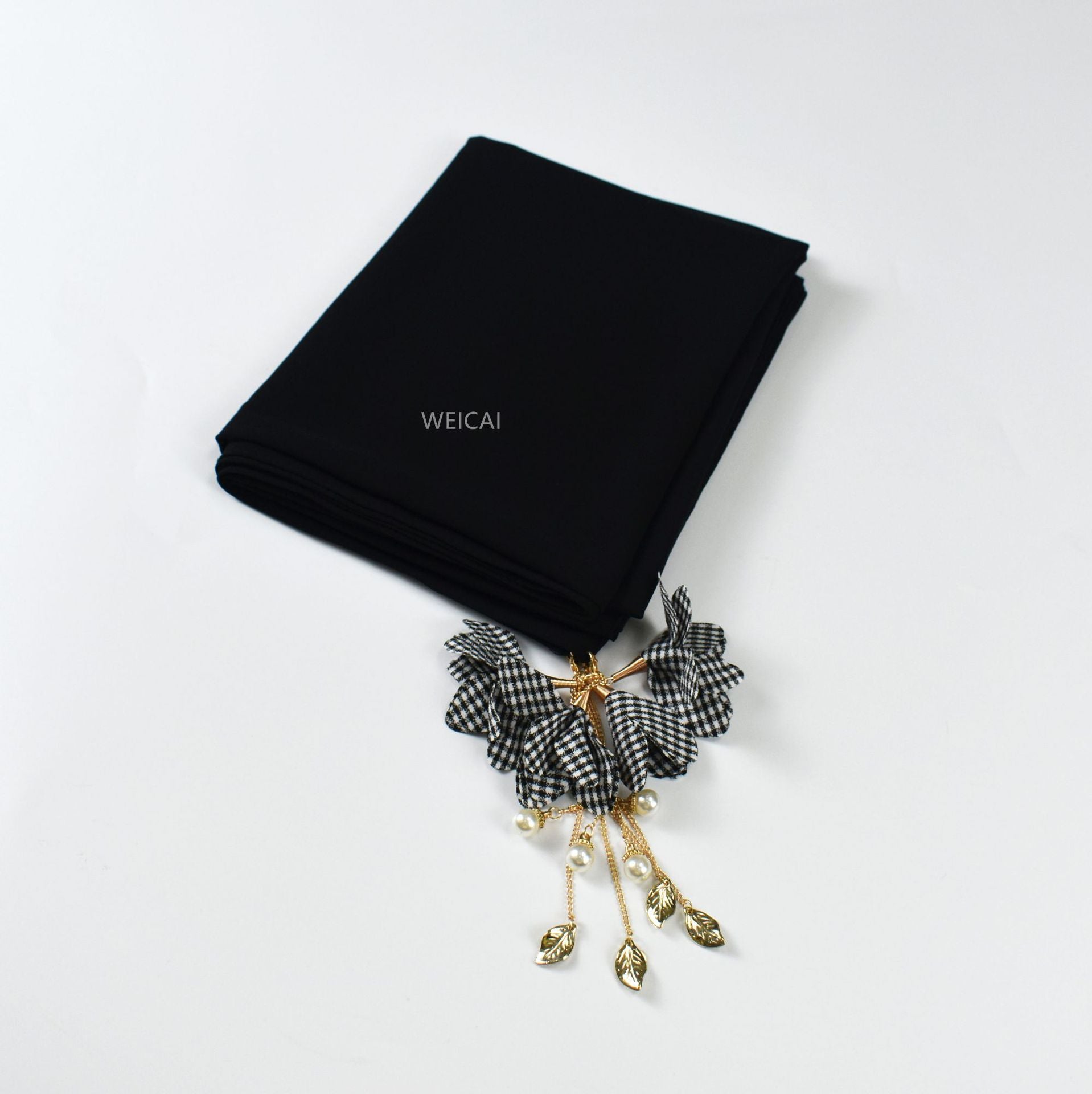 New pearl chiffon scarf women's hijab flower tassel headscarf