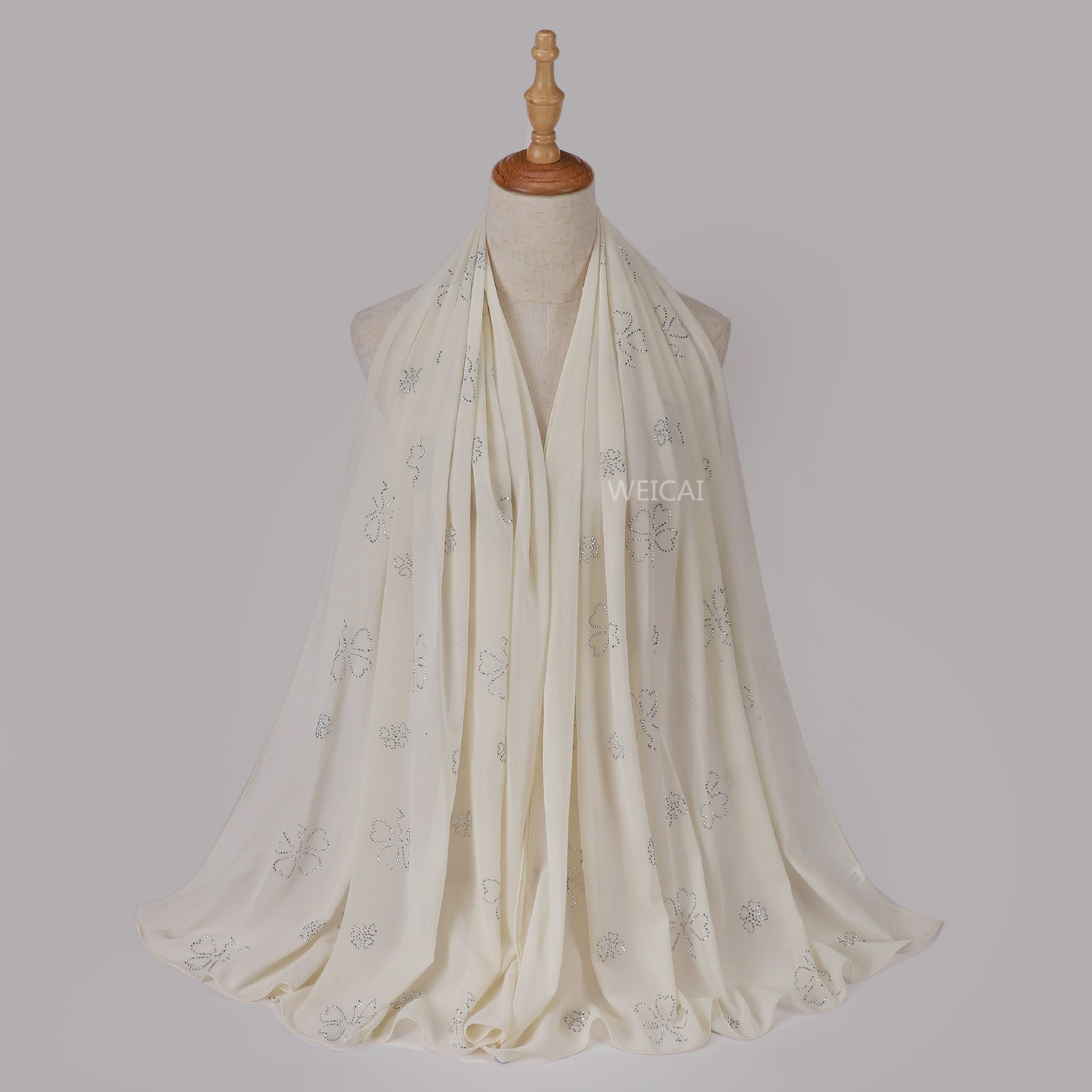 Flower Diamond solid color pearl chiffon scarf Middle East headscarf