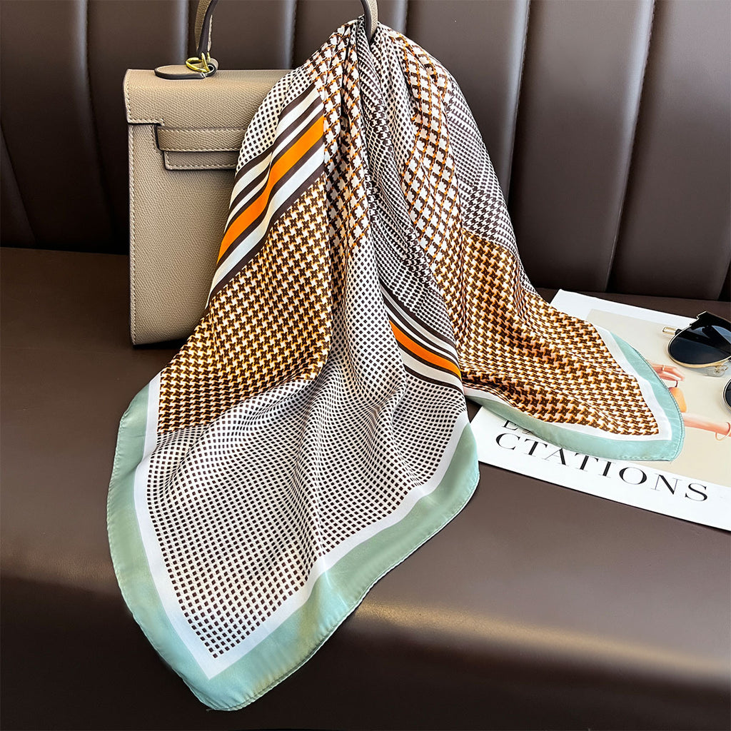 Fashion Square Scarf Light Luxury Versatile Spring and Summer Light Sunscreen Silk Scarf Neck Protection Woman