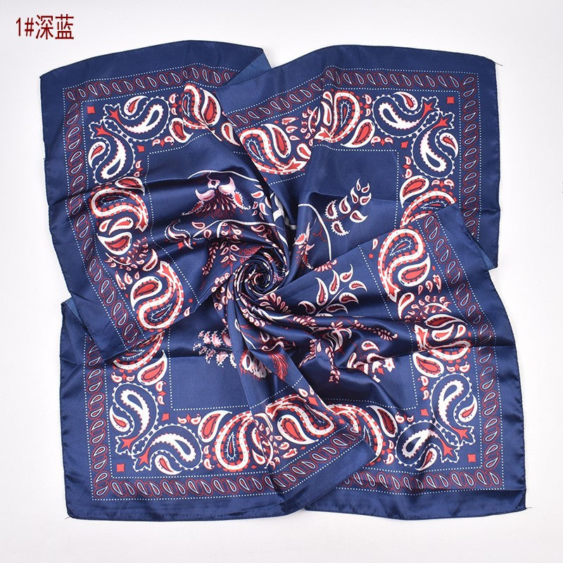 Fashion retro cashew flower simulation silk 90 satin women's printing versatile decorative large square scarf scarf headscarf