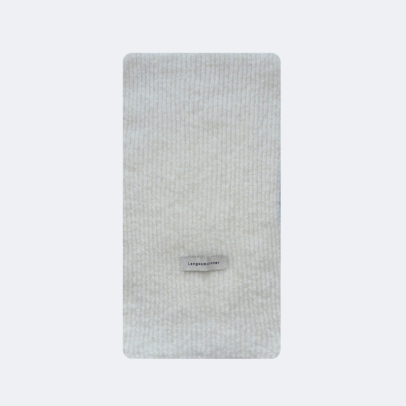Wool blended solid color classic drawstring knitted scarf women's winter soft waxy Korean atmosphere wool scarf