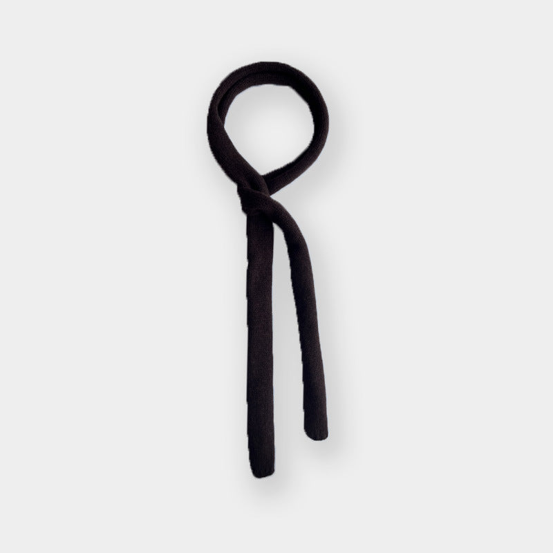 100% selected all-wool scarf women's autumn and winter fine sausage decoration soft solid color wool knitted scarf