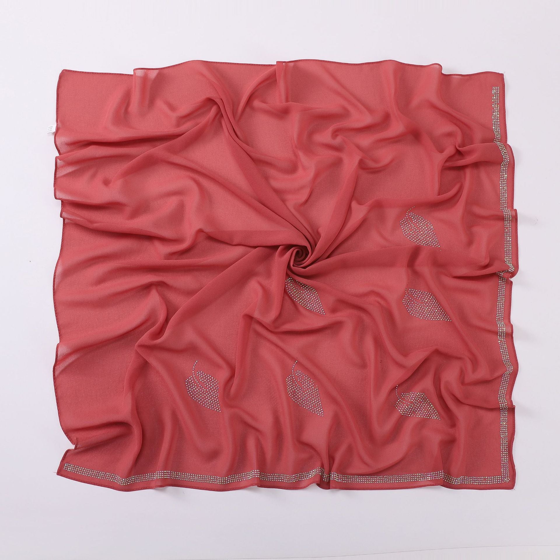 New Pearl Chiffon High Quality Middle East Hot Diamond Square Scarf 90 × 90cm Headscarf