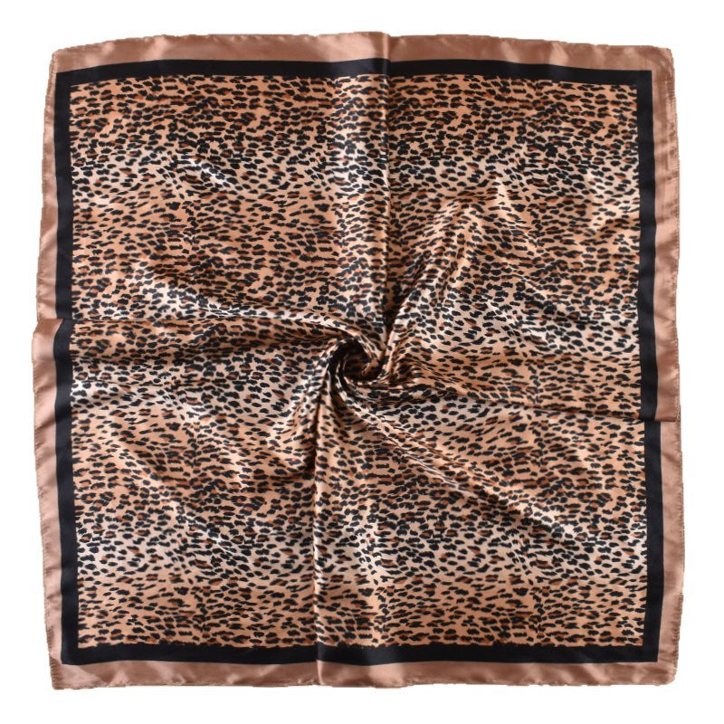 New 90 satin classic gradual change color leopard print printed square scarf with sunscreen bag head silk scarf decorative scarf