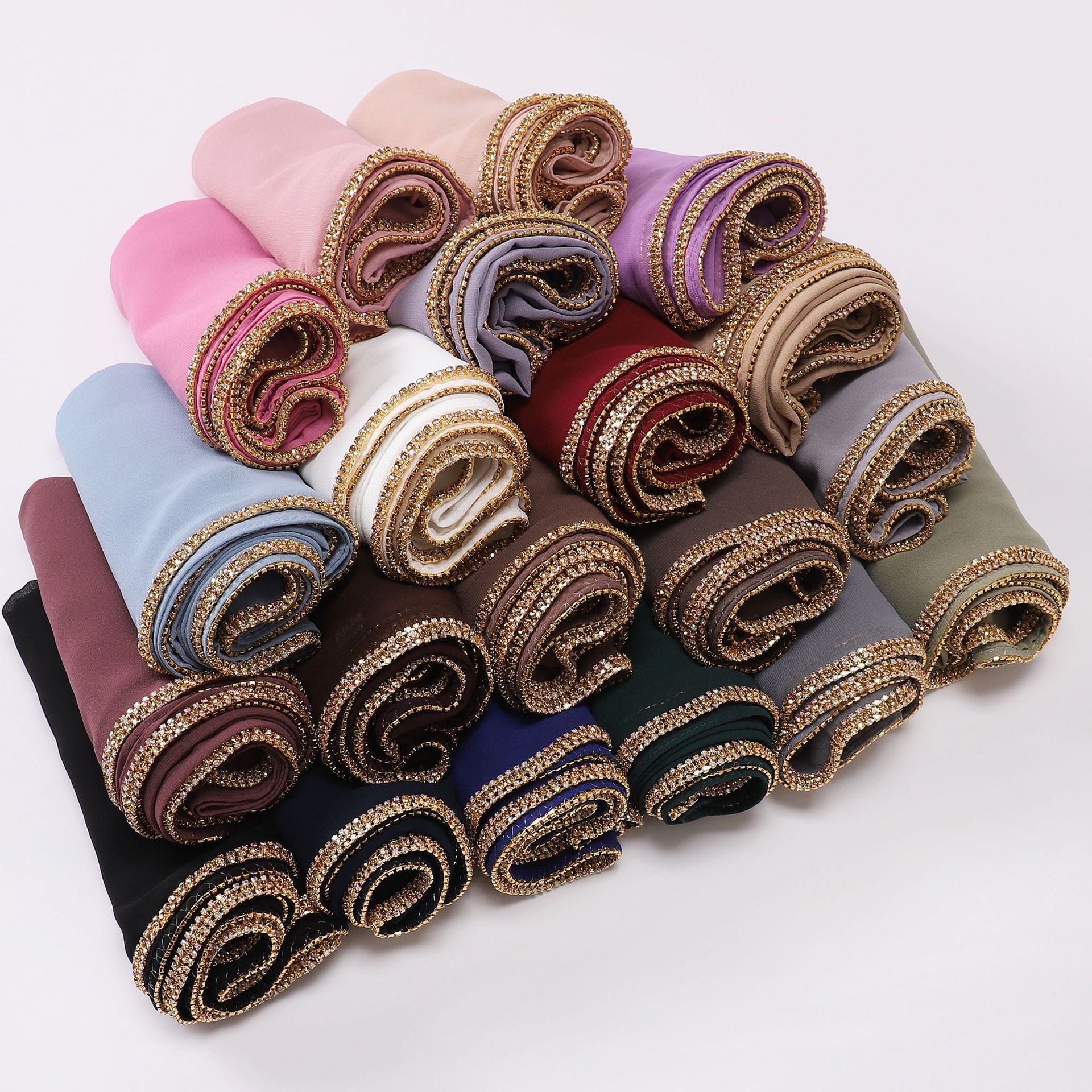 New copper bottom bright diamond chiffon scarf yarn Middle East Africa headscarf Malay headscarf