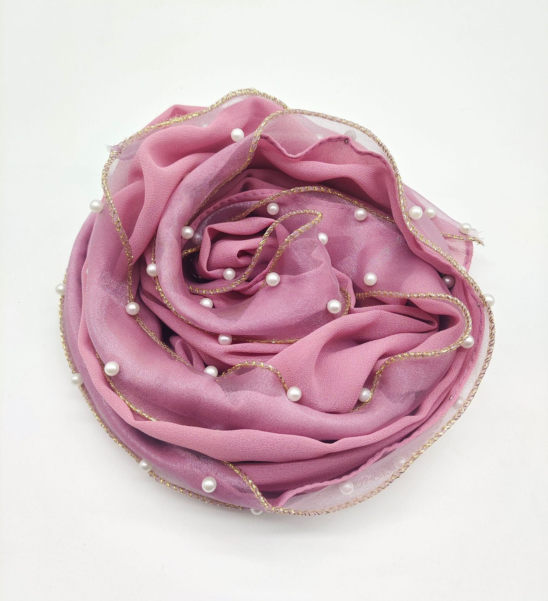 New solid color pearl chiffon bright pearl scarf bubble Hijab Malaysia Indonesia headscarf