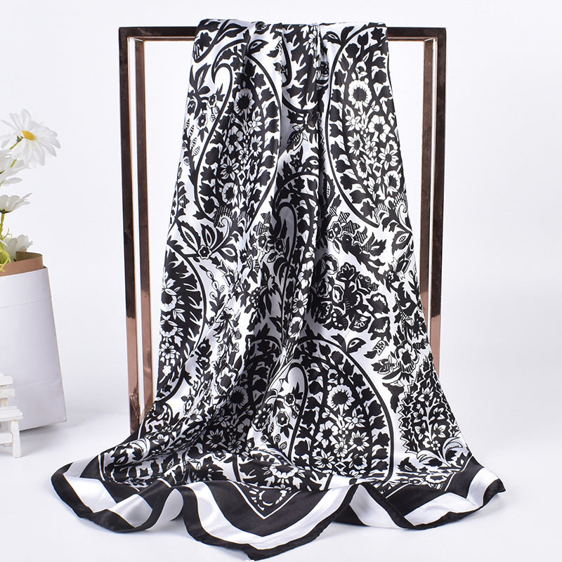 New cashew flower pattern printing 90cm * 90cm satin square scarf silk scarf