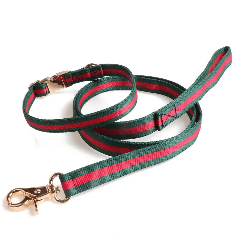 new pet collar red and green webbing dog collar metal buckle dog collar