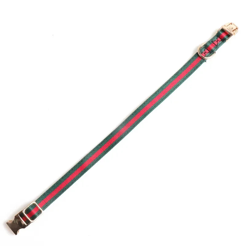 new pet collar red and green webbing dog collar metal buckle dog collar