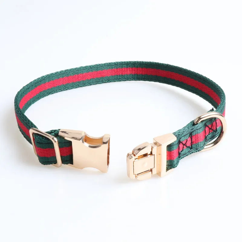 new pet collar red and green webbing dog collar metal buckle dog collar