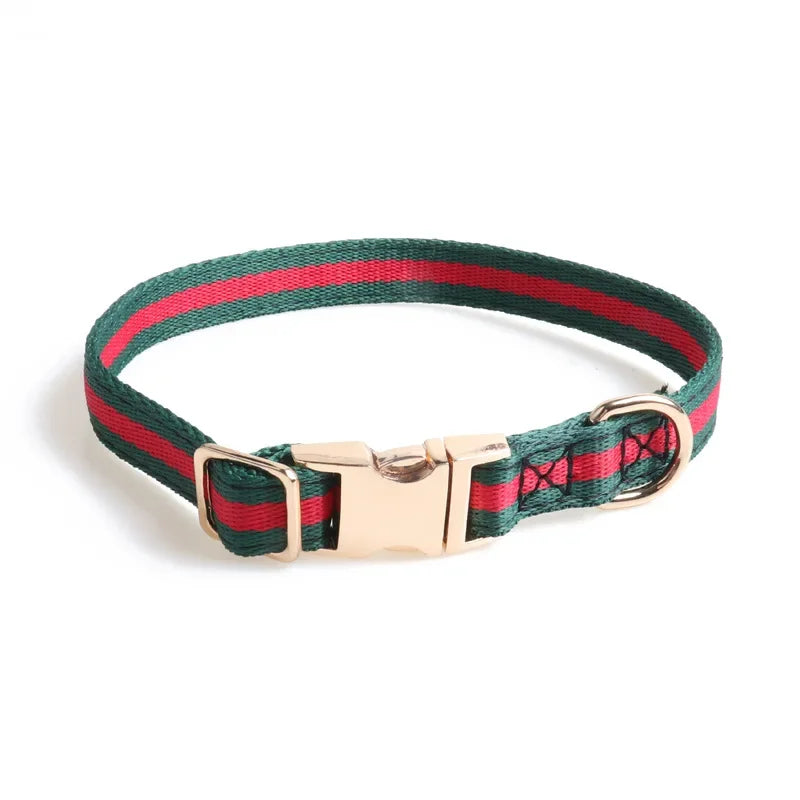 new pet collar red and green webbing dog collar metal buckle dog collar