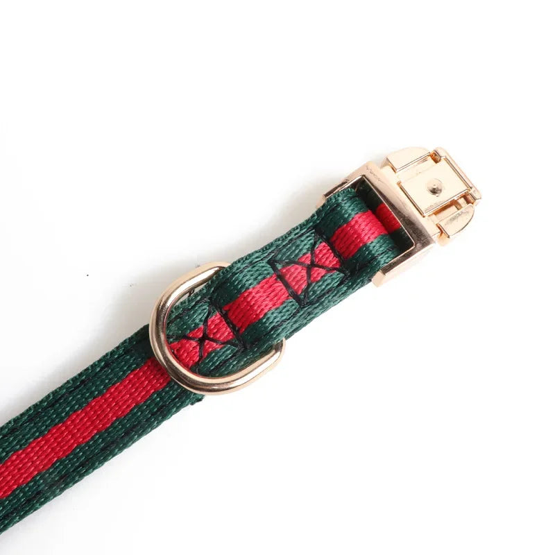 new pet collar red and green webbing dog collar metal buckle dog collar