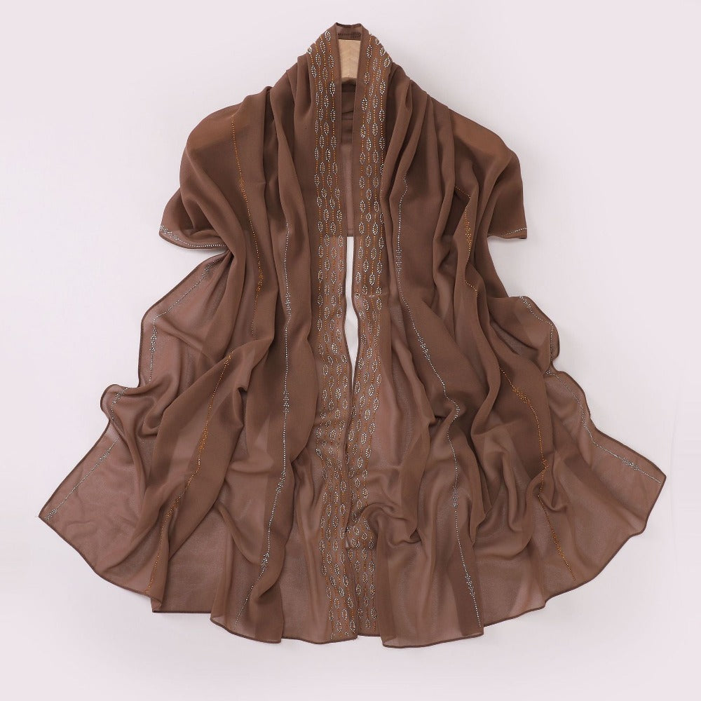 New Pearl Chiffon Boutique Hot Diamond Long Towel Middle East Africa Head Towel South East Asia Head Towel