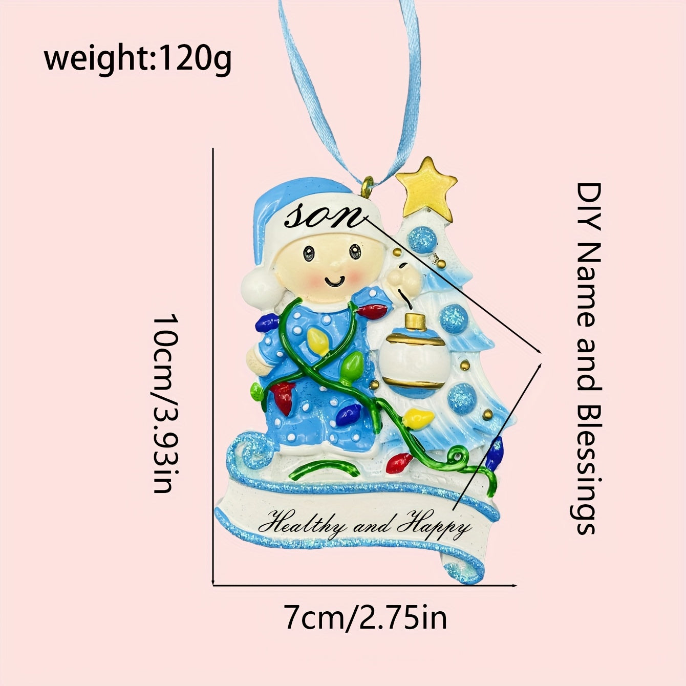 DIY Personalized custom pendant, resin material, family Christmas decoration pendant that can be customized with names/words