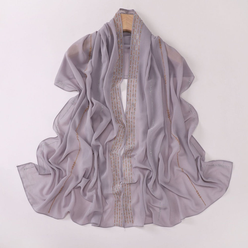 New Pearl Chiffon Boutique Hot Diamond Long Towel Middle East Africa Head Towel South East Asia Head Towel