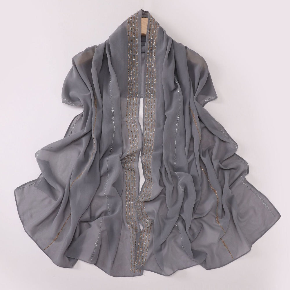 New Pearl Chiffon Boutique Hot Diamond Long Towel Middle East Africa Head Towel South East Asia Head Towel