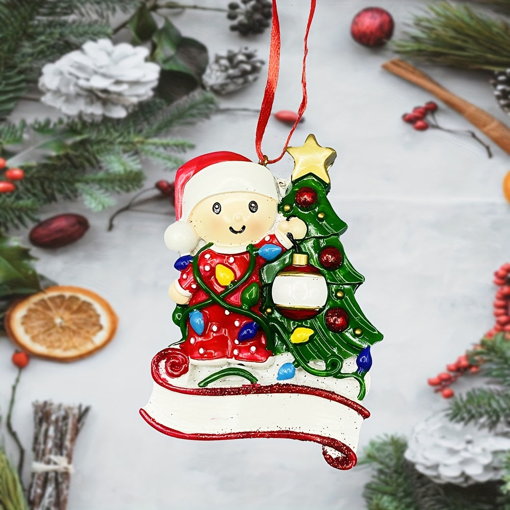 DIY Personalized custom pendant, resin material, family Christmas decoration pendant that can be customized with names/words